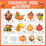 12 Pcs Thanksgiving Foil Balloons Turkey Pumpkin Leaf Squirrel Autumn Party Decor