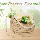 2 Pcs Rattan Flower Girl Basket With Pearl Handle Small Half Moon Wicker Basket For Wedding Flower Girl Picnic Garden Storage And Home Decor