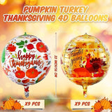 Thanksgiving Balloons 18Pcs 22Inch Pumpkin Turkey Maple Leaf Foil Balloons for Fall Party Decor