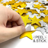 120 Pcs Star Shaped Glitter Foam Stickers, Self Adhesive Silver And Gold Star Stickers For Scrapbooks, Crafts And Cards Diy Gifts Christmas New Year Birthday Party Supplies