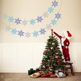 2pcs Silver Blue Snowflake Banner Winter Party & Christmas Decorations
