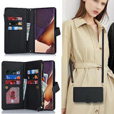 for Galaxy Note 20 Ultra Wallet Case with Card Holder for Women, Crossbody Lanyard Strap Kickstand PU Leather Case with Zipper Pocket Credit