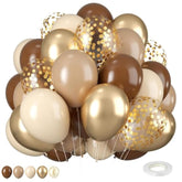 Retro Brown Cream & Metallic Sand Gold Balloons - 12 Inch, Perfect For Birthday, Baby Shower, Wedding & Boho Decorations