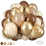 Retro Brown Cream & Metallic Sand Gold Balloons - 12 Inch, Perfect For Birthday, Baby Shower, Wedding & Boho Decorations