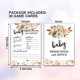 30 Double Side Baby Prediction And Advice Game Cards, Floral Pumpkin Thanksgiving Day Baby Shower Game Cards - 5" X 7"(01)