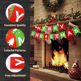 Merry Christmas Banner, Red Green Xmas Decorations Paper Banner Sign With String For Fireplace/Wall/Window, Christmas Home Office Decor Banners, Christmas Party Banner For Holiday Decoration