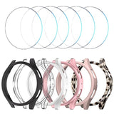 [6+6Pack Screen Protector Case For Samsung Galaxy Watch Fe/Galaxy Watch 5/Galaxy Watch 4 40Mm, Bubble Free Tempered Glass Film + Waterproof Hard Pc Bumper No Water Collected Protective Cover