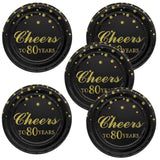 80Th Birthday Party Supplies,50 Pcs Cheers To 80 Years Disposable 7 Inch Paper Plates Dessert Plates For 80 Years Anniversary Party