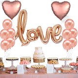 , Big Rose Gold Love Balloon Letters - 36 Inch, Pack Of 14 | Heart Bal