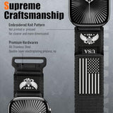 Rugged Nylon- Compatible with Apple Watch Ultra 3/ Ultra 2 Band 49mm Men,Tactical Soft Woven Stars- Stripes Flag Sport Strap for iWatch Bands 46mm