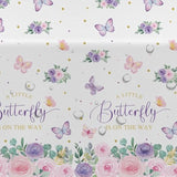 Butterfly Baby Shower Decorations Tablecloth, A Little Butterfly Is On The Way Baby Girl Party Supplies Tablecover, Pink Floral Decorations Party Table Cloth, 3 Pack, 54In X 108In