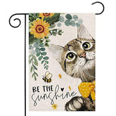 Spring Cat Garden Flag For Outside 12X18 Double Sided,Be The Sunshine Cat With Sunflowers Small Yard Flags,Summer Seasonal Decor For Farmhouse Holiday Outdoor