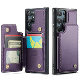 For Samsung Galaxy S22 Ultra Wallet Case With Card Holder, Rfid Blocking Credit Slots Kickstand Shockproof Phone Cover For Women Men, Purple