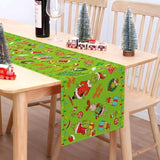 Merry Christmas Table Runner Christmas Xmas Winter Holiday Season Party Decorations Kitchen Fireplace Dining Room Home Decor (Green, 13" X 72")