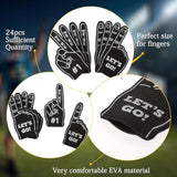 24 Pcs Mini Foam Fingers #1 For Fans Cheerleader, We'Re #1 And Let'S Go Sport Fan Foam Finger, Sports Themed Party Supplies For Baseball Basketball Football Sports Events(Black)