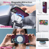 2 In 1 For Iphone 13 Pro Max Wallet Case Magnetic Compatible With Magsafe Rfid Blocking Card Holder Detachable Phone Cover Zipper Purse Kickstand Wrist Strap For Men Women 6.7" 2021 Floral Burgundy