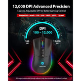 Gaming Mouse With 12,000 Dpi Adjustable, Rgb Backlight, Optical Sensor, 8 Programmable Buttons, Rgb Gaming Mouse With 512Kb Onboard Memory, Wired Gaming Mouse For Windows 7 And Up