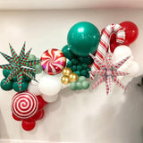 Christmas Balloon Arch Kit with Red Green White and Gold Holiday Balloons