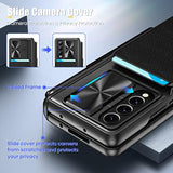 For Z Fold 4 Case, Fold 4 Case With S Pen Holder & Screen Protector, Wallet Case With Card Holder Camera Cover & Hinge Protection Phone Case For Samsung Galaxy Z Fold 4 5G 2022-Black