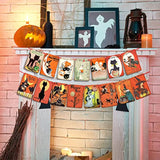 Vintage Halloween Party Banner: Retro Cats, Pumpkins, Ghosts