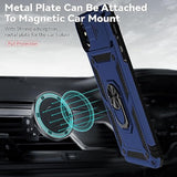 For Iphone Xs Max Case With Camera Lens Cover Hd Screen Protector, Dual Layer Military Grade Drop Protection Magnetic Ring Holder Kickstand Protective Phone Case For Iphone Xs Max 6.5 Inch (Navy Blue)