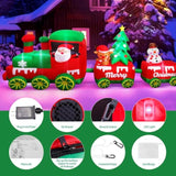 10.7 Ft Christmas Inflatables Train With Santa Claus Reindeer Snowman Christmas Tress Built-In Led Lights Blow Up Christ