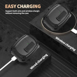 For Google Pixel Buds Pro 2/Pro Case Cover With Lock Clip & Cleaner Pen 2024/2022, Shockproof Protective Hard Shell Skin With Carabiner Men Women - Black