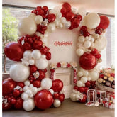 Red White Balloon Garland Dark Red Double Stuffed Balloons Arch Kit Set For Birthday Mothers Day Valentine Engagement Anniversary Bridal Shower Party Decorations