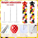2 Set Adjustable Mouse Theme Birthday Balloon Column Stand Kit Polka Dot Red Black Yellow Balloons Arch Garland For Halloween Christmas Baby Shower Wedding Birthday Party Decorations Supplies