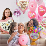 Happy Mothers Day Balloons, 35 PCS Mother's Day Trophy Heart Flower Foil Balloons, Premium Aluminum Foil Mothers Ballons for Mother's Party Birthday Decorations Supplies