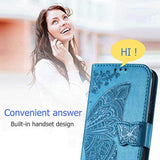 Wallet Case For Samsung Galaxy A16 5G,Pu Leather Flip Protective Phone Case Wrist Strap Card Slots Holder Pocket Emboss Butterfly Flower Stand Case For Samsung Galaxy A16 Blue
