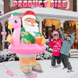 Christmas Inflatables Santa Claus Outdoor Decorations 6Ft Giant Hawaiian Santa Flamingo Swimming Ring Blow Up Yard Xmas
