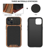 Compatible With Iphone 14 Case Wood Grain With Carbon Fiber Texture Design