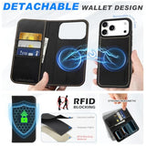 SHIELDON Detachable Wallet Case for iPhone 17 Pro Max 6.9" Retro Black