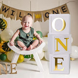 First Birthday Decorations For Girl Boy - 3Pcs Stereoscopic Balloon Boxes With One Letters For Baby 1St Birthday Party Supplies, Baby Cube Blocks For Abc Photography Props Table Centerpiece