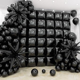 36pcs Black Square Foil Balloons Wall Backdrop with 79pcs Balloon Garland Arch Kit, Double Sided Balloons Set for Birthday Bridal Shower Anniversary New Year Graduation Party Decorations