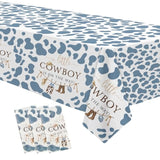 Western Cowboy Baby Shower Tablecloth Decorations - Disposable Little Cowboy Baby Boy Table Decorations Tablecover, Wild West Rodeo Baby Shower Supplies Table Cloth - 3 Pack (54In X 108In)