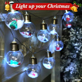 1 Pc Christmas Lights 6.6Ft 10 Led Bulbs Snowball Lamp String Spherical Lights With Tree Snowman Candy Santa Claus Gift