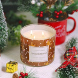 Christmas Candle, Christmas Gingerbread Candles, Candle Gifts For Women Xmas Decorations, Large 3 Wicks Scented Candle For Xmas, 14 Oz Soy Wax Candle
