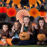 Halloween Party Decoration Set 33pcs Paper Pom Poms Honeycomb Balls Garland Indoor Outdoor