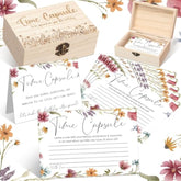 Time Capsule Box 1St Birthday Baby Time Capsule First Birthday Party Games, 1St Activities For Guests, Advice And Wishes Cards Gift Keepsake For Baby Shower Party Supplies(Wildflower)