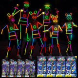 8 Set Glow Stick Figure Costume, 612 Pcs Light Up Stick Figure Costume, Glow In The Dark Outfits, Include Eyeglasses, Earring, Rings, Badge For Halloween(8,Transparent)