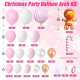 Pink Christmas Balloon Arch Kit, Pearl White Rose Gold Xmas Decorations