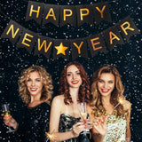 Black Gold Happy New Year 2026 Banner Party Decorations