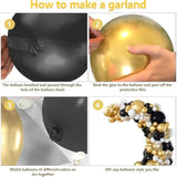 137pcs Black Gold White Balloon Arch Kit for Weddings, Birthdays & Events