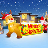 10Ft Christmas Inflatables Outdoor Decorations Santa And The Deer,Blow Up Yard Decorations With Led Light Up For Xmas,Ou