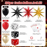 Casino Balloon Arch Garland Kit With Red Black And Gold Balloons Dice Boxes Random Pokers For Birthday Casino Night Las Vegas Casino Theme Party Decorations