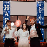 Happy Anniversary Door Banner Navy Blue And Silver Wedding Anniversary Party Decorations