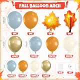 Fall Balloon Garland Kit: Dusty Blue, Orange & Gold, Leaf Balloons