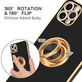 For Iphone 11 Pro Max Case, Phone Case Iphone 11 Promax, Slim Fit Kickstand Ring Holder Shockproof Protection Soft Tpu Bumper Protective Girls Women Boy Iphone 11 Promax 6.5 Cover,Black/Gold